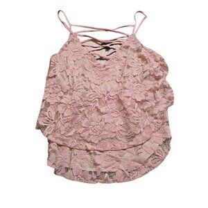 Express  Lace Pink Tank‎ Top Size M Excellent Used Condition